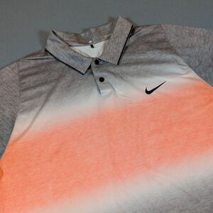 Nike Dri-FIT Tiger Woods Collection Golf Polo Shirt‎ Mens Large Orange Gray